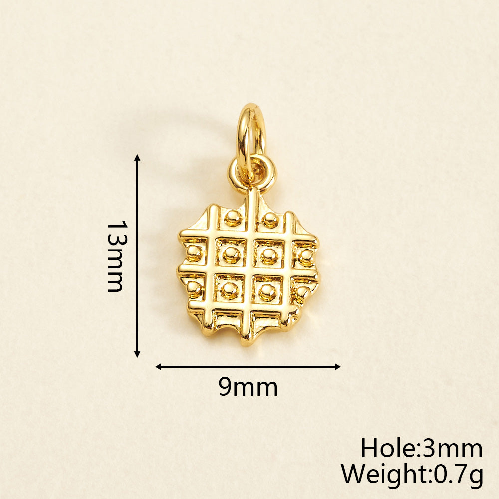Letter Pendant 18K Gold Plated Copper With Zircon, 0.05-0.08µm Thickness, 1 Pc