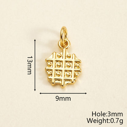 Letter Pendant 18K Gold Plated Copper With Zircon, 0.05-0.08µm Thickness, 1 Pc