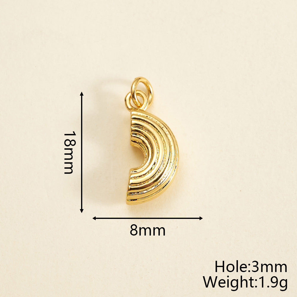 Letter Pendant 18K Gold Plated Copper With Zircon, 0.05-0.08µm Thickness, 1 Pc