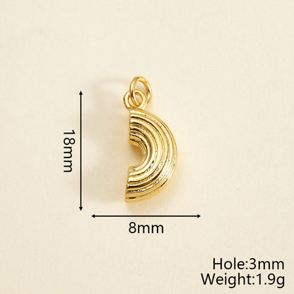 Letter Pendant 18K Gold Plated Copper With Zircon, 0.05-0.08µm Thickness, 1 Pc