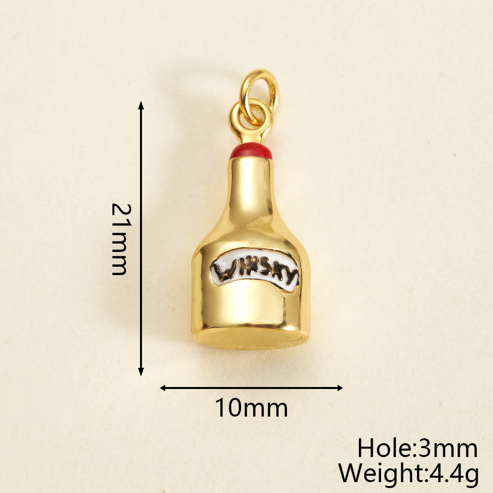 Letter Pendant 18K Gold Plated Copper With Zircon, 0.05-0.08µm Thickness, 1 Pc