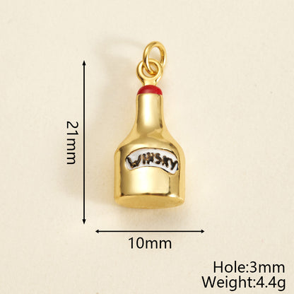 Letter Pendant 18K Gold Plated Copper With Zircon, 0.05-0.08µm Thickness, 1 Pc