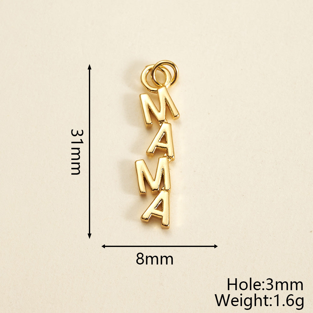 Letter Pendant 18K Gold Plated Copper With Zircon, 0.05-0.08µm Thickness, 1 Pc