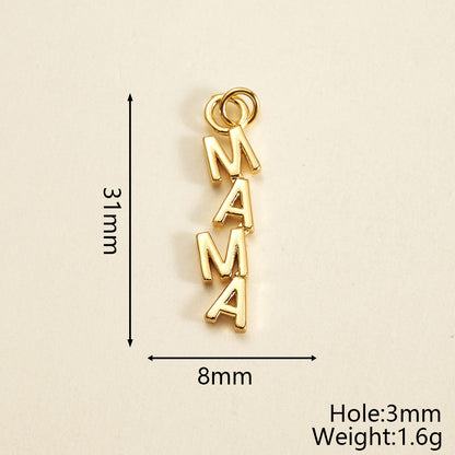 Letter Pendant 18K Gold Plated Copper With Zircon, 0.05-0.08µm Thickness, 1 Pc