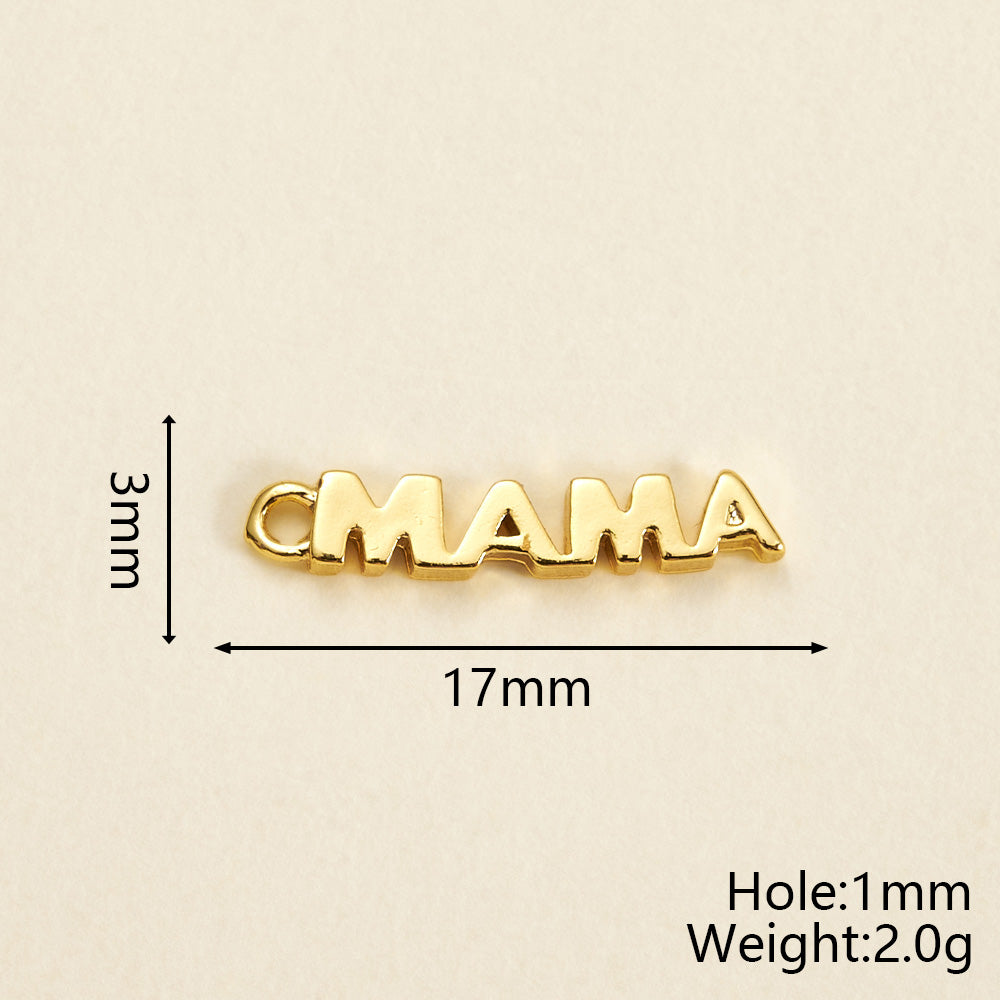 Letter Pendant 18K Gold Plated Copper With Zircon, 0.05-0.08µm Thickness, 1 Pc