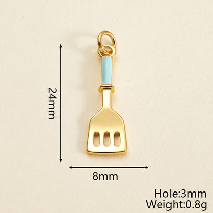 Letter Pendant 18K Gold Plated Copper With Zircon, 0.05-0.08µm Thickness, 1 Pc