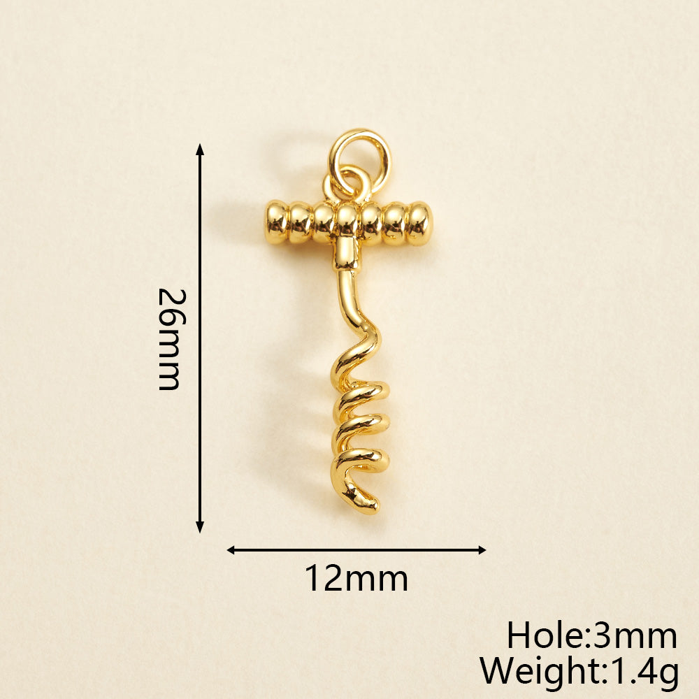 Letter Pendant 18K Gold Plated Copper With Zircon, 0.05-0.08µm Thickness, 1 Pc