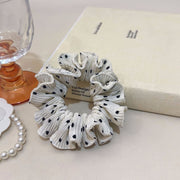 FQ656 French Style Multi-Pleated Polka Dot Small Bowknot - White