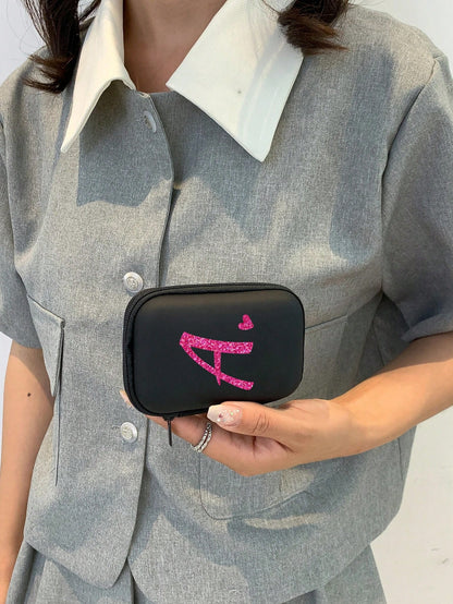 Unisex Square Polyester Digital Bag Featuring Letter Pattern, Perfect For Everyday Use