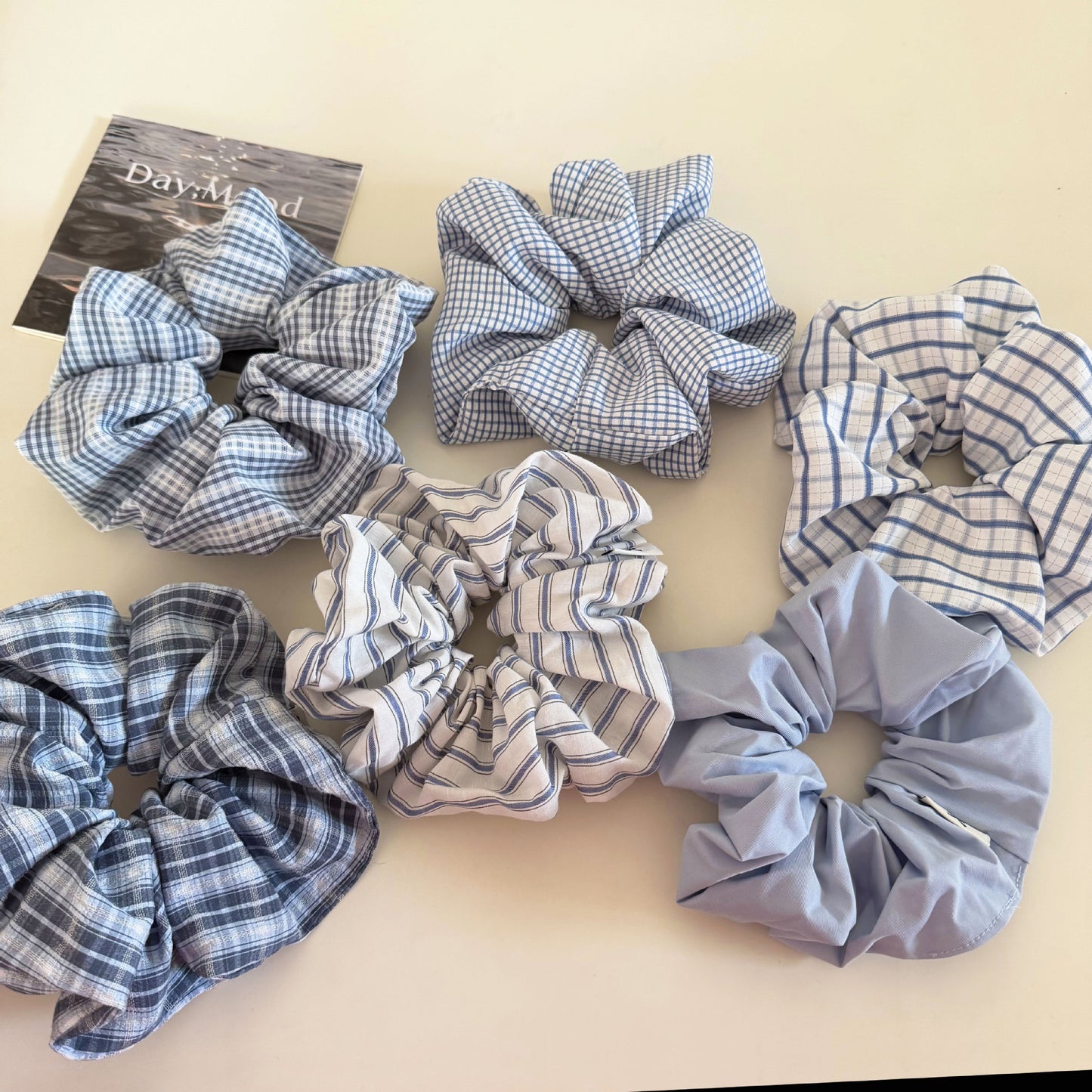 Plaid New Style Cloth Checkered Scrunchies In Light Blue Hair Tie