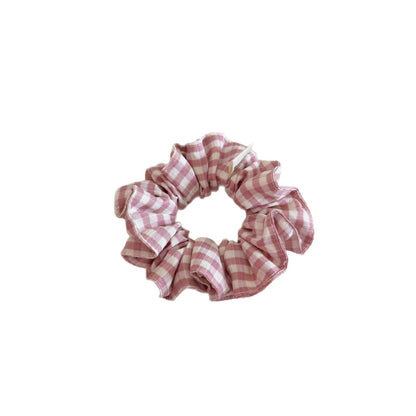 Plaid New Style Cloth Checkered Scrunchies In Pink For Stylish Hair Accessories