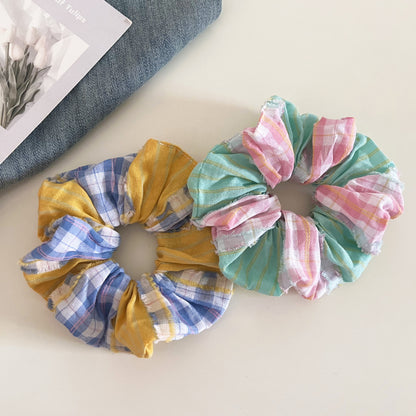 Plaid New Style Checkered Scrunchies In Pink For Stylish Hair Accessories