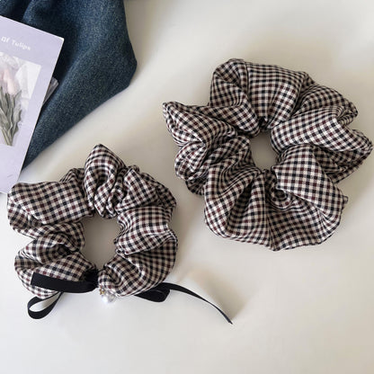 New Style Checkered Scrunchies In Black & White, Classic Hair Accessories With Trendy Pattern