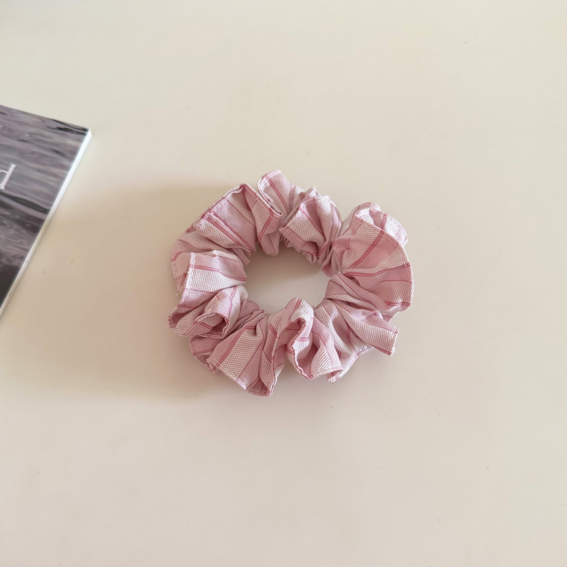 Plaid New Style Cloth Checkered Scrunchies In Pink For Stylish Hair Accessories