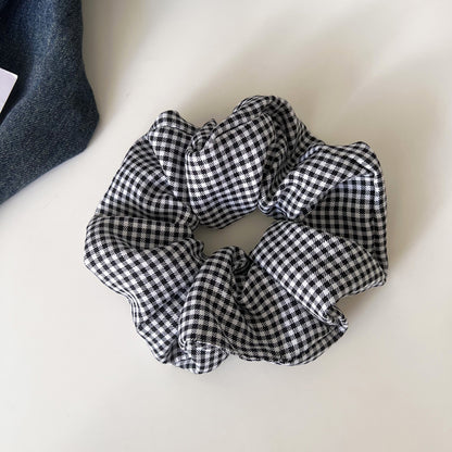 New Style Checkered Scrunchies In Black & White, Classic Hair Accessories With Trendy Pattern