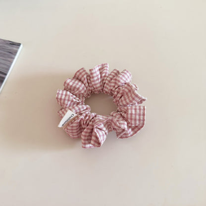 Plaid New Style Cloth Checkered Scrunchies In Pink For Stylish Hair Accessories
