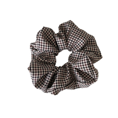 New Style Checkered Scrunchies In Black & White, Classic Hair Accessories With Trendy Pattern