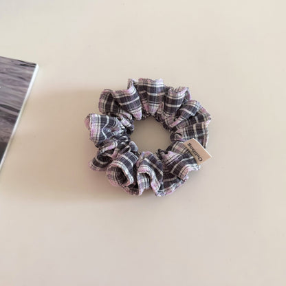 Plaid New Style Cloth Checkered Scrunchies In Pink For Stylish Hair Accessories