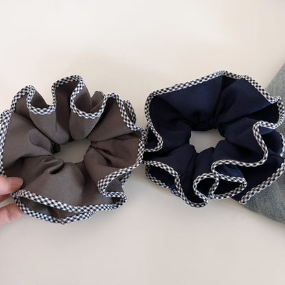 Plaid New Style Checkered Scrunchies In Grey For Stylish Hair Accessories