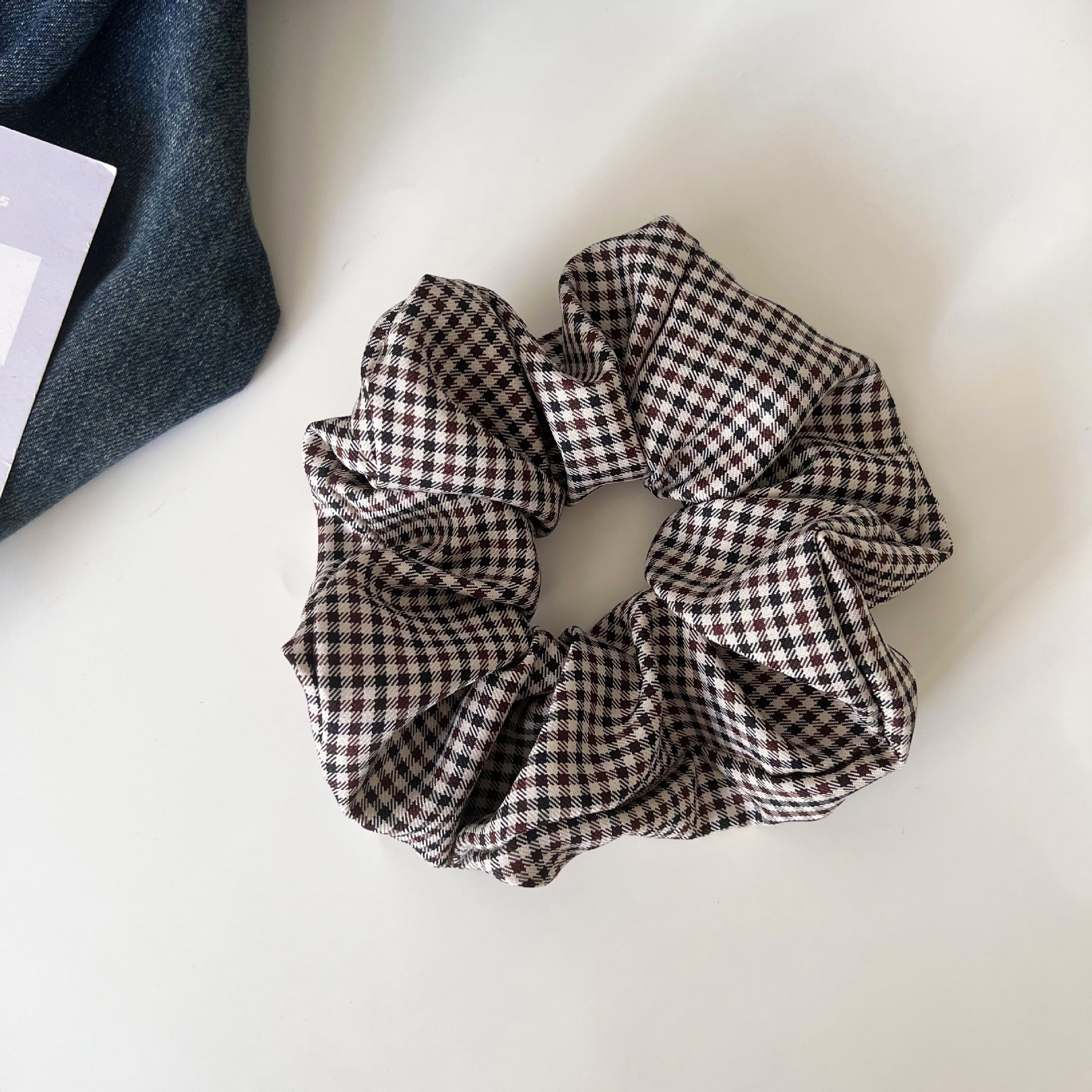 New Style Checkered Scrunchies In Black & White, Classic Hair Accessories With Trendy Pattern