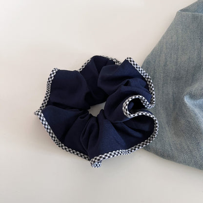 Plaid New Style Checkered Scrunchies In Grey For Stylish Hair Accessories