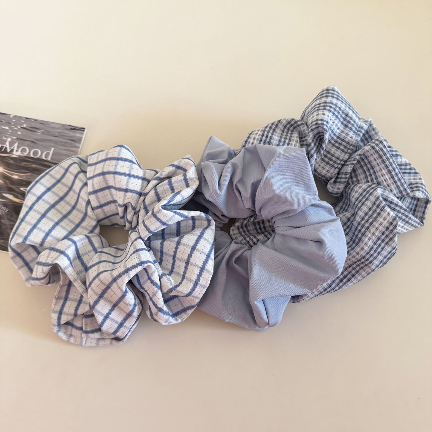 Plaid New Style Cloth Checkered Scrunchies In Light Blue Hair Tie
