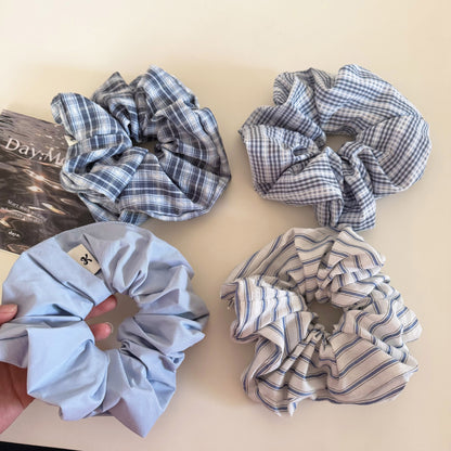 Plaid New Style Cloth Checkered Scrunchies In Light Blue Hair Tie