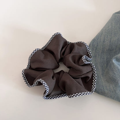 Plaid New Style Checkered Scrunchies In Grey For Stylish Hair Accessories