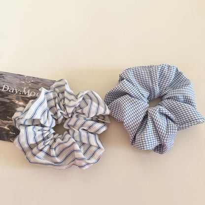 Plaid New Style Cloth Checkered Scrunchies In Light Blue Hair Tie