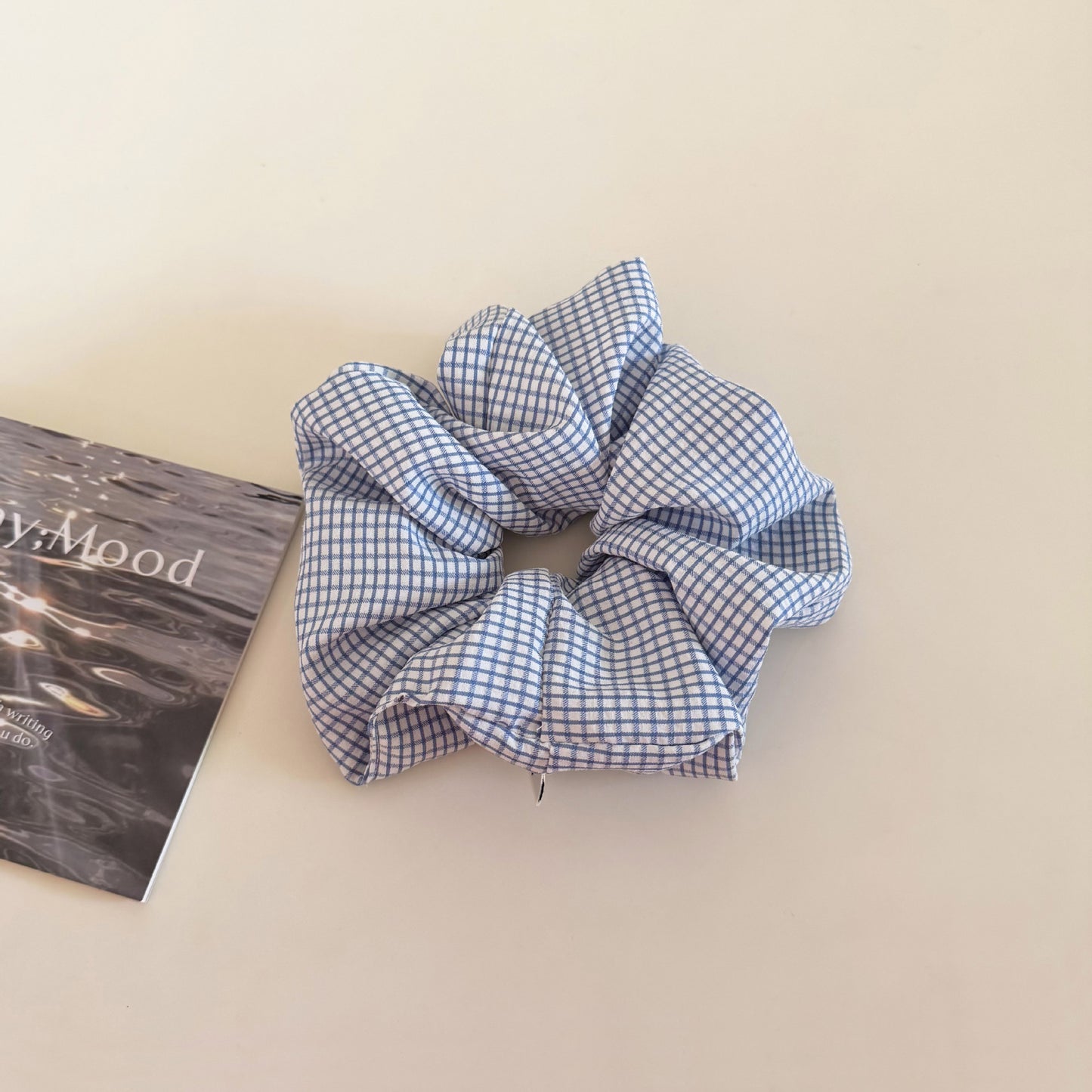 Plaid New Style Cloth Checkered Scrunchies In Light Blue Hair Tie