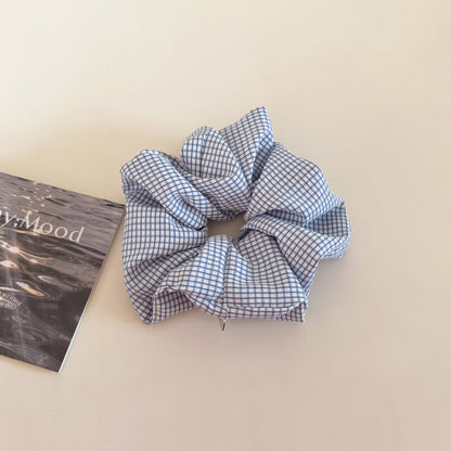 Plaid New Style Cloth Checkered Scrunchies In Light Blue Hair Tie