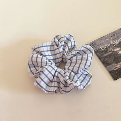 Plaid New Style Cloth Checkered Scrunchies In Light Blue Hair Tie
