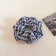 6#Dark Blue Large Checkered Scrunchie