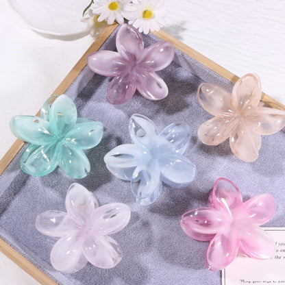 Sweet Pink Marble Hair Claw Made Of Durable PS Material, Stylish Hair Accessory For Everyday Use