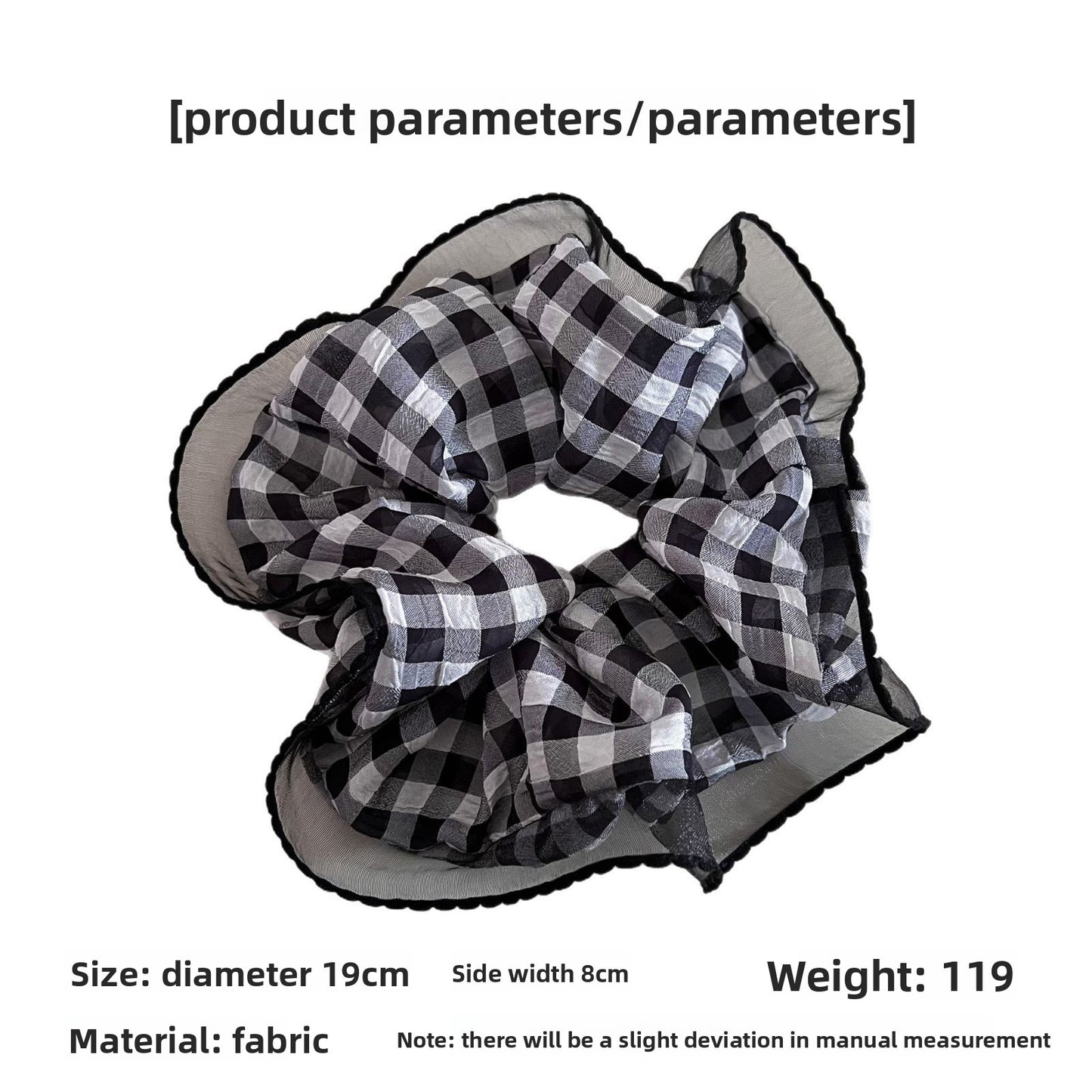 Sweet Plaid Checkered Scrunchies Hair Tie In Black Cloth Material For Stylish Hair Styling