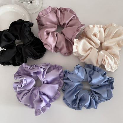New Style Satin Ruffle Scrunchie In Purple Hair Accessory