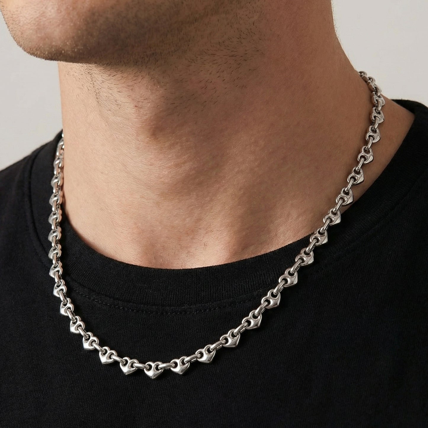 Handmade Heart Shape Jewelry Set For Women In Titanium Steel With Cuban Link Chain Curb Chain