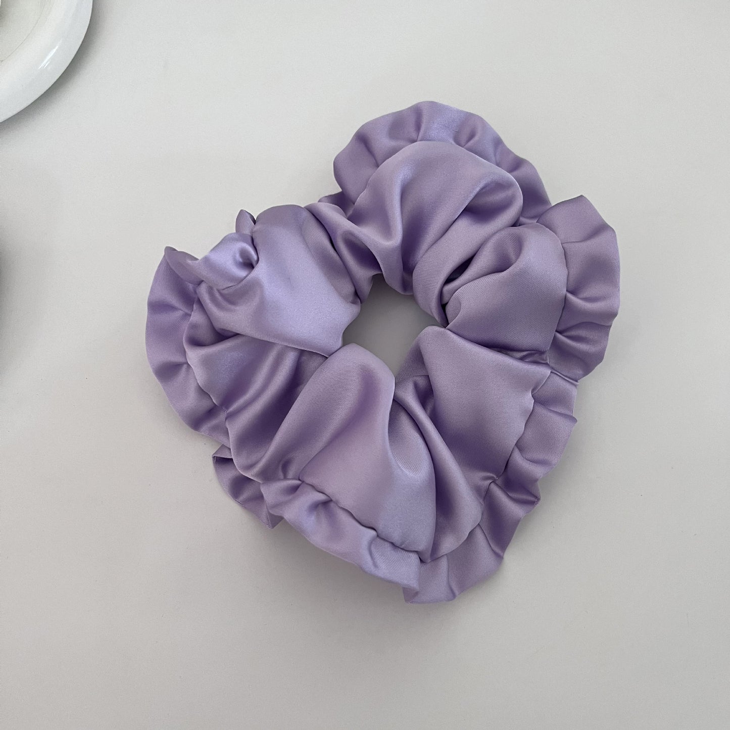 New Style Satin Ruffle Scrunchie In Purple Hair Accessory