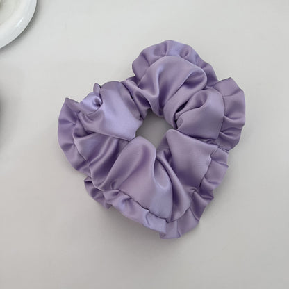 New Style Satin Ruffle Scrunchie In Purple Hair Accessory