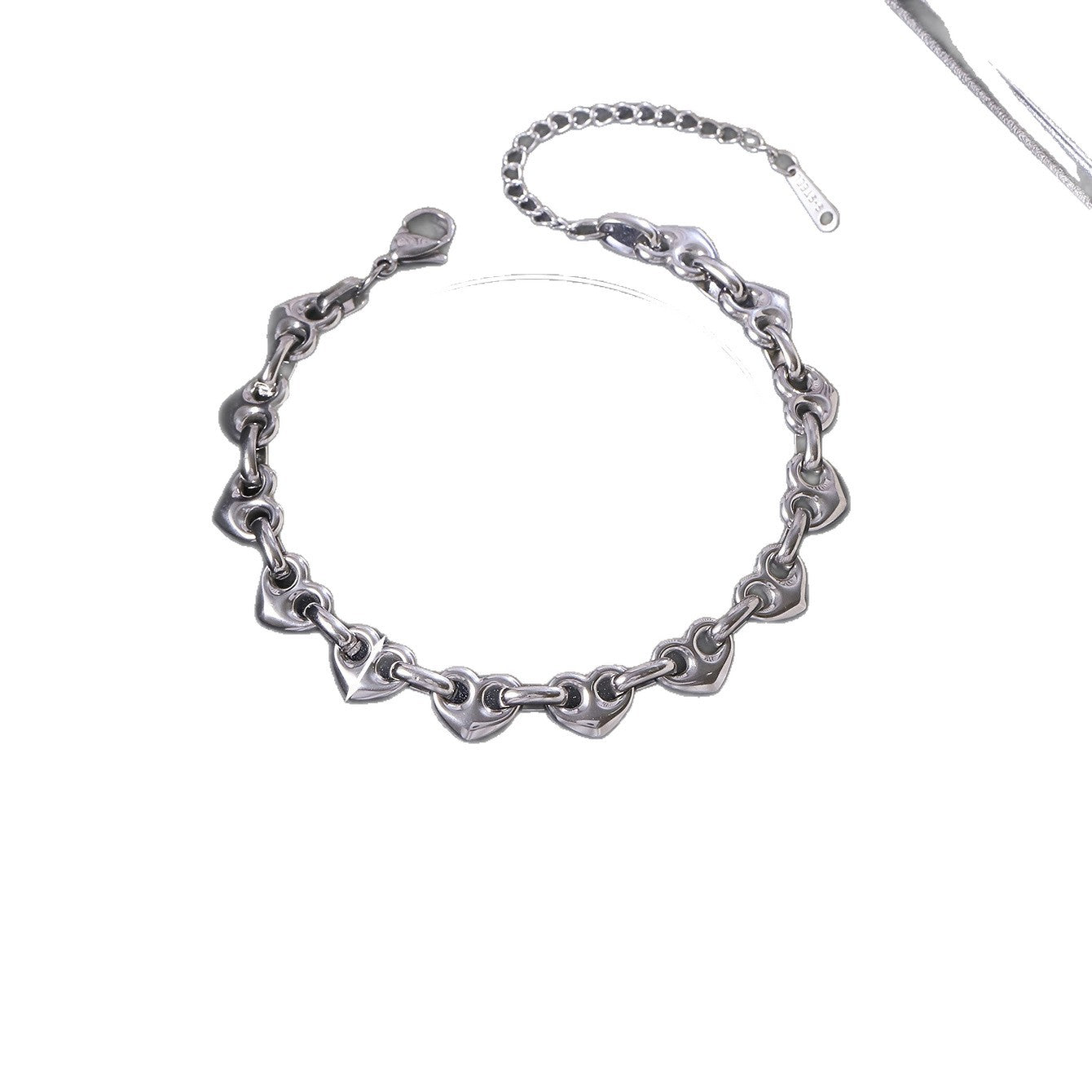 Handmade Heart Shape Jewelry Set For Women In Titanium Steel With Cuban Link Chain Curb Chain
