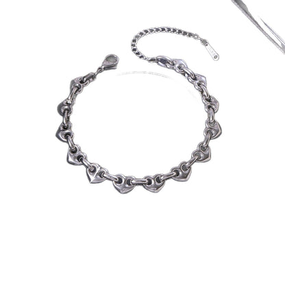 Handmade Heart Shape Jewelry Set For Women In Titanium Steel With Cuban Link Chain Curb Chain