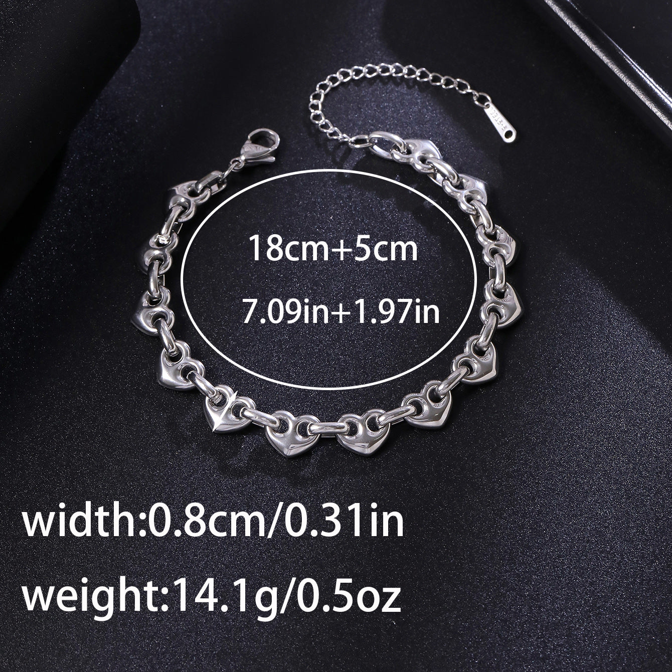 Handmade Heart Shape Jewelry Set For Women In Titanium Steel With Cuban Link Chain Curb Chain