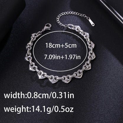 Handmade Heart Shape Jewelry Set For Women In Titanium Steel With Cuban Link Chain Curb Chain