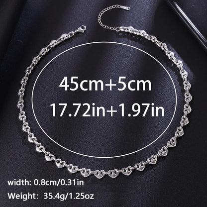 Handmade Heart Shape Jewelry Set For Women In Titanium Steel With Cuban Link Chain Curb Chain
