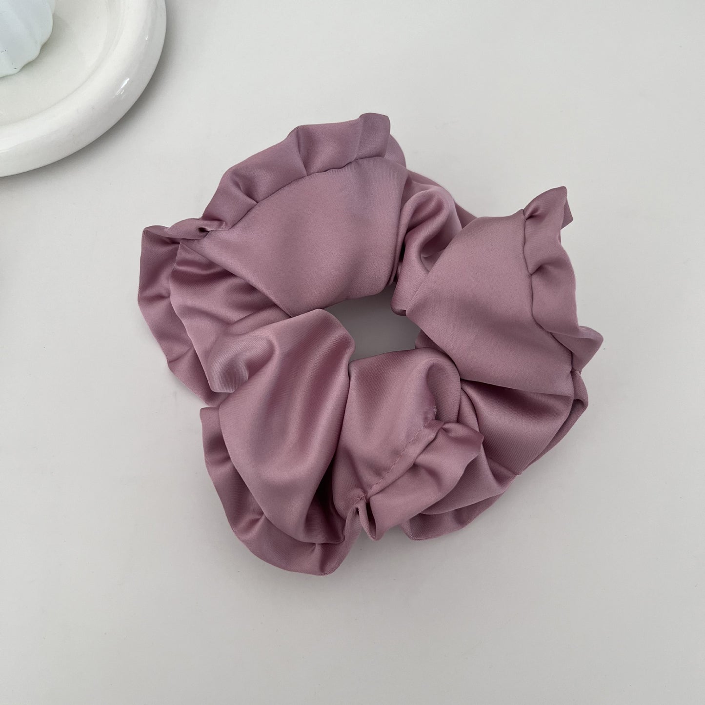 New Style Satin Ruffle Scrunchie In Purple Hair Accessory