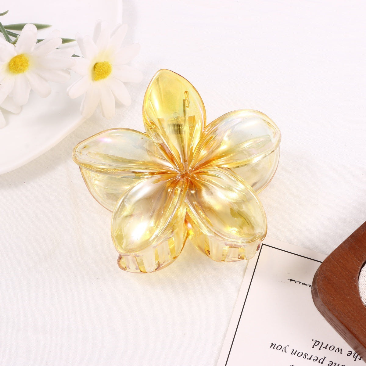 Yellow Flowers Hair Claw Hairpin Made Of Durable PS Material, Stylish And Practical Hair Accessory