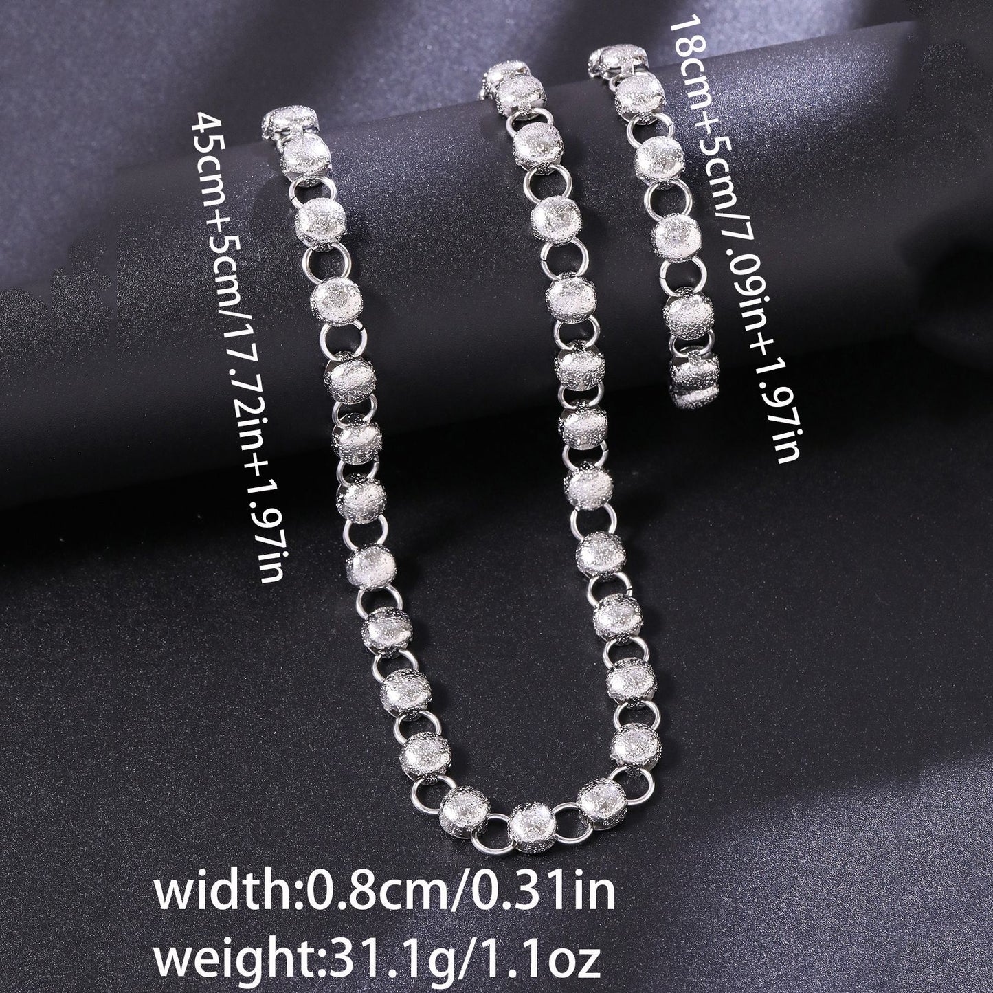 Handmade Titanium Steel Jewelry Set For Women Featuring Heart Shape Design With Cuban Link Chain Curb Chain, 1 Set