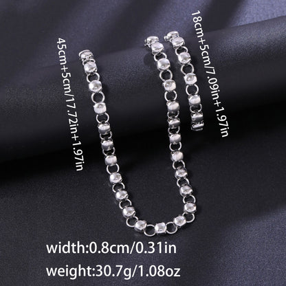 Handmade Heart Shape Jewelry Set For Women In Titanium Steel With Cuban Link Chain Curb Chain, 1 Set