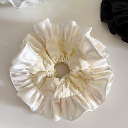 French Style Ruffle Scrunchie Hair Tie In Light Blue Cloth