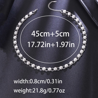 Handmade Titanium Steel Jewelry Set For Women Featuring Heart Shape Design With Cuban Link Chain Curb Chain, 1 Set